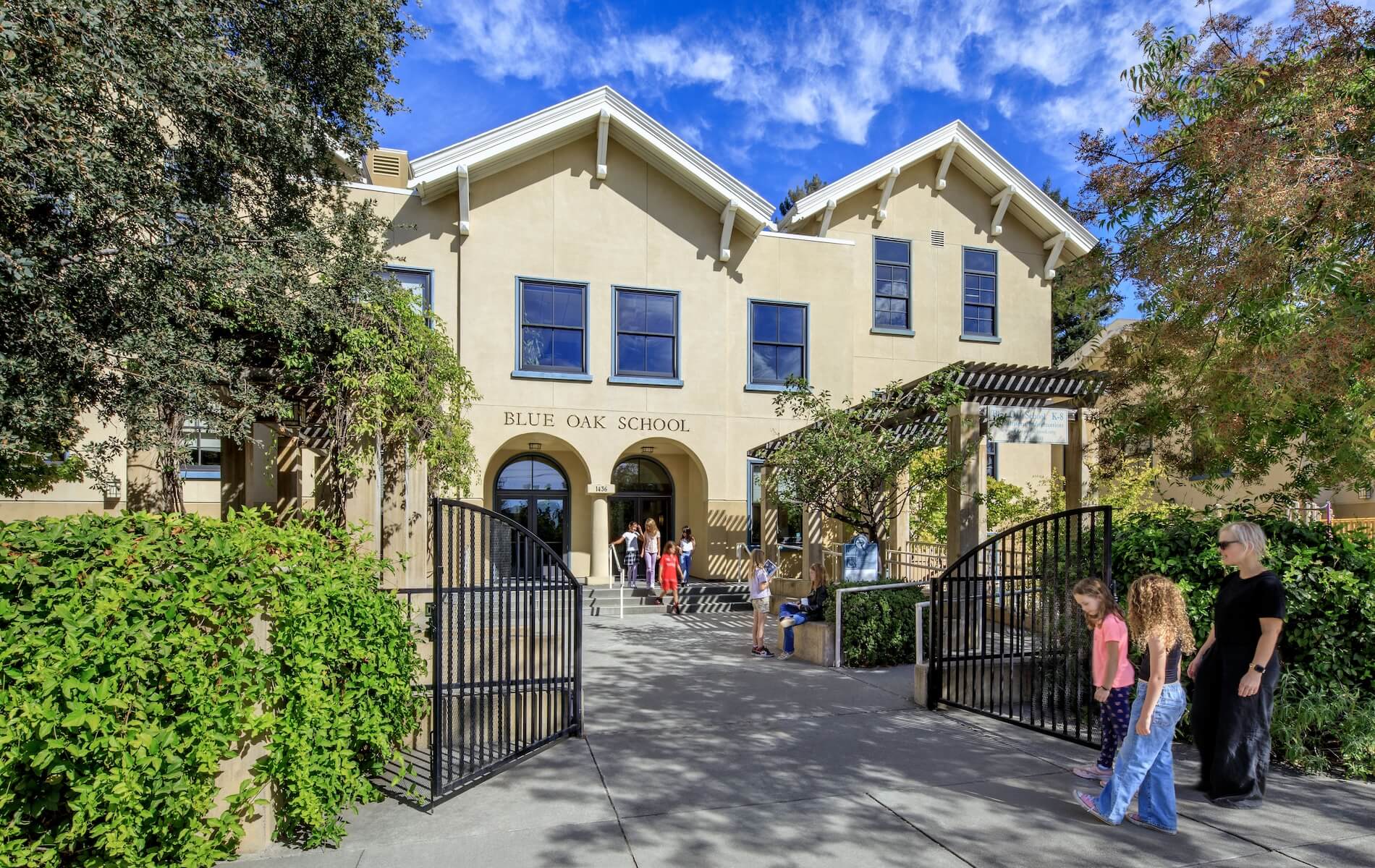 facade of blue oak school lower school building