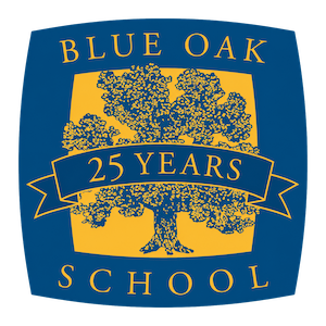 blue oak school 25 year celebration logo
